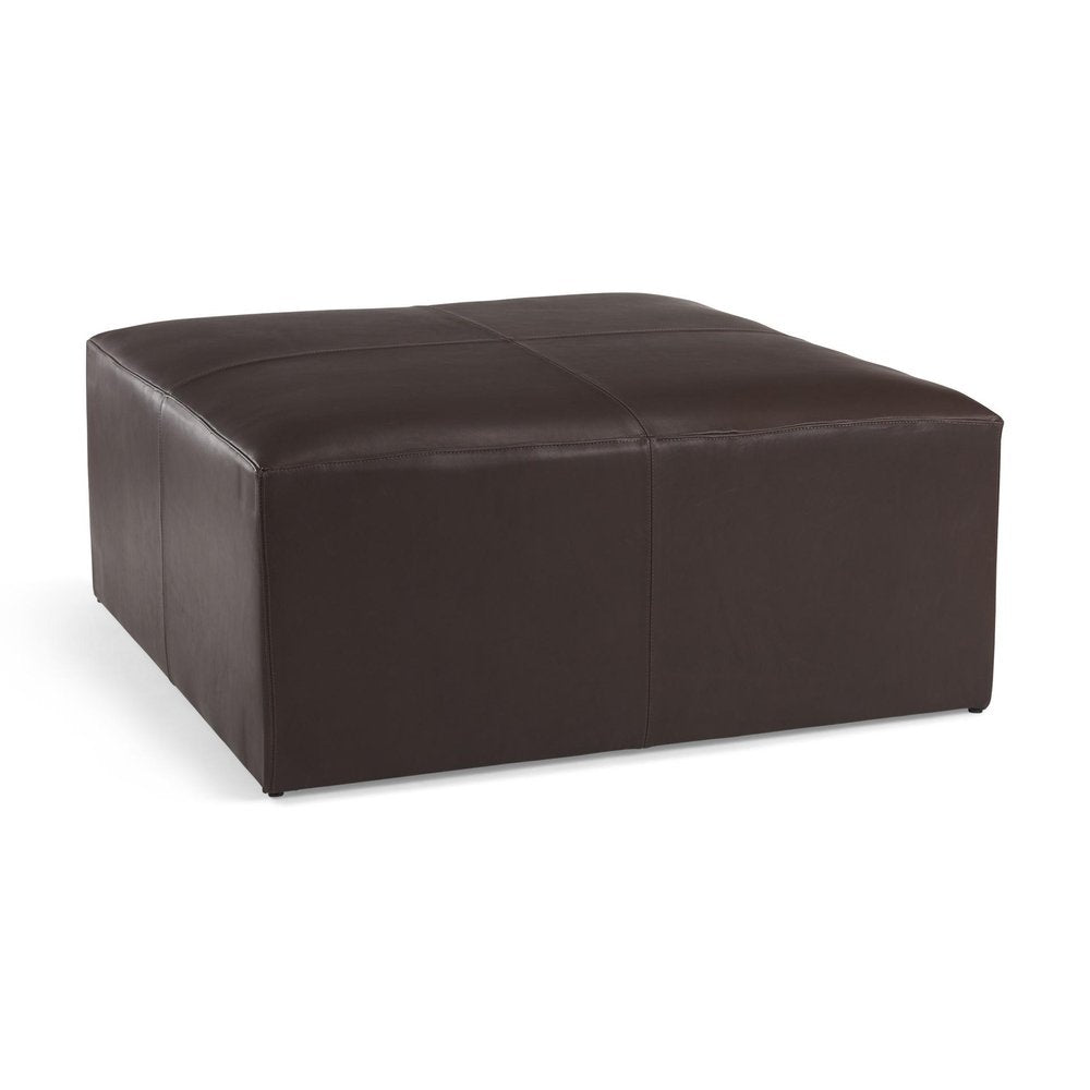 36" Brown Genuine Leather Cocktail Ottoman HomeRoots