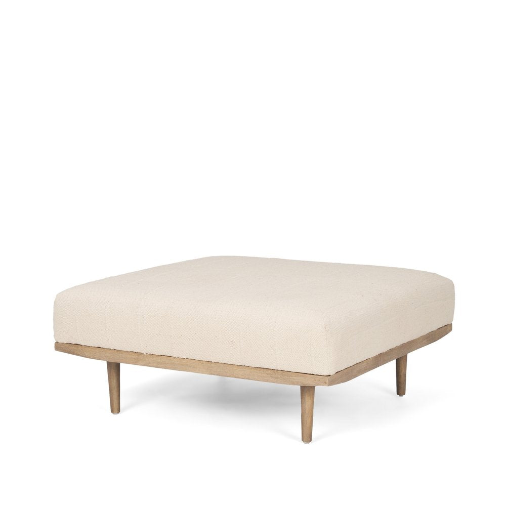 37" Beige and Brown Solid Wood and Fabric Ottoman HomeRoots