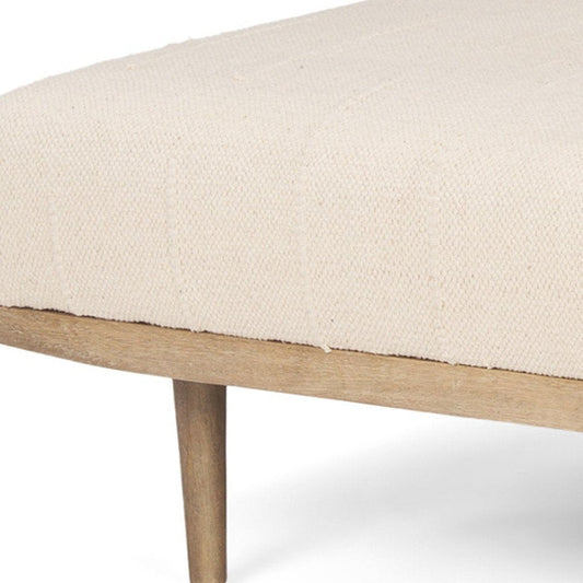 37" Beige and Brown Solid Wood and Fabric Ottoman HomeRoots