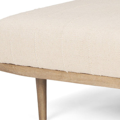 37" Beige and Brown Solid Wood and Fabric Ottoman HomeRoots