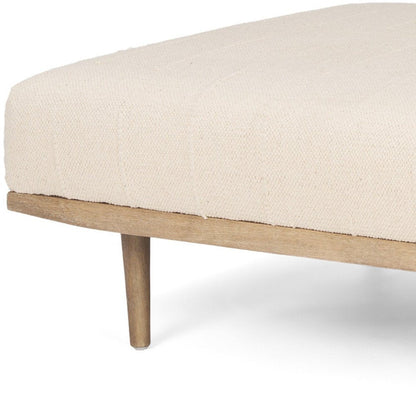 37" Beige and Brown Solid Wood and Fabric Ottoman HomeRoots