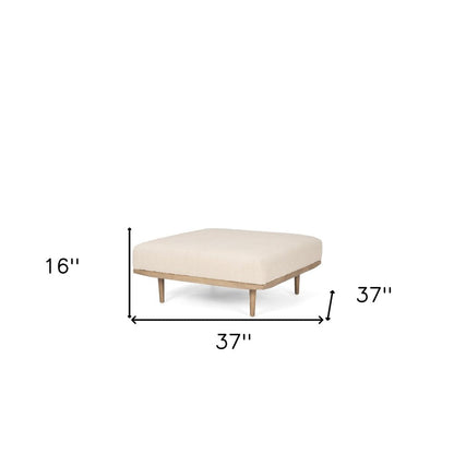 37" Beige and Brown Solid Wood and Fabric Ottoman HomeRoots