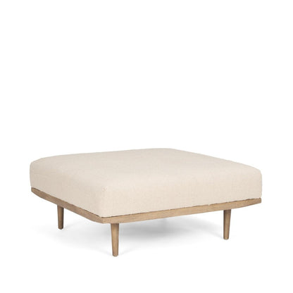 37" Beige and Brown Solid Wood and Fabric Ottoman HomeRoots