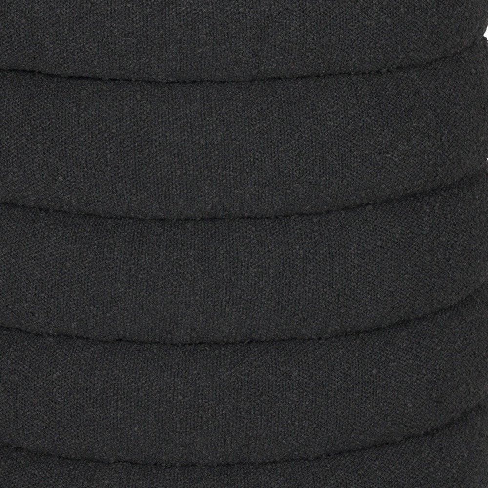 19" Black Boucle Round Ottoman With Storage HomeRoots
