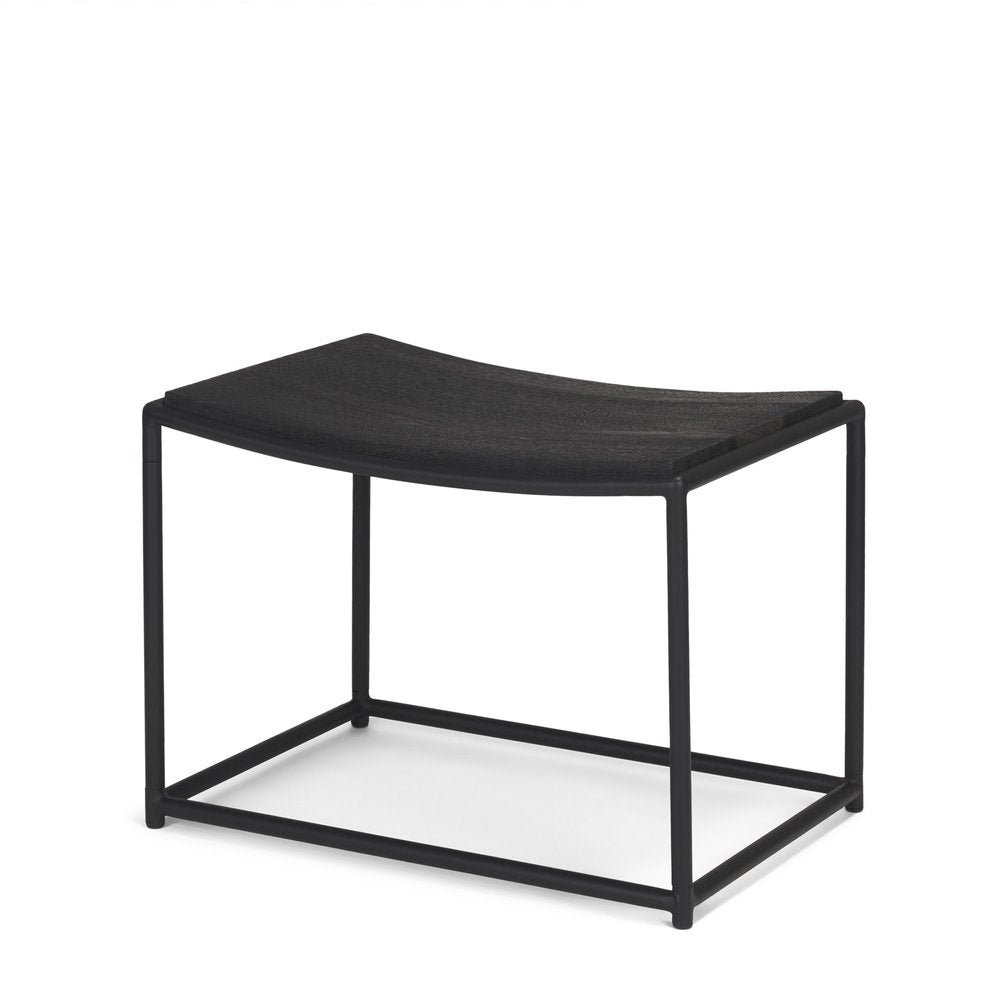 23" Black Solid Wood and Metal Footstool HomeRoots