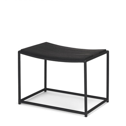 23" Black Solid Wood and Metal Footstool HomeRoots