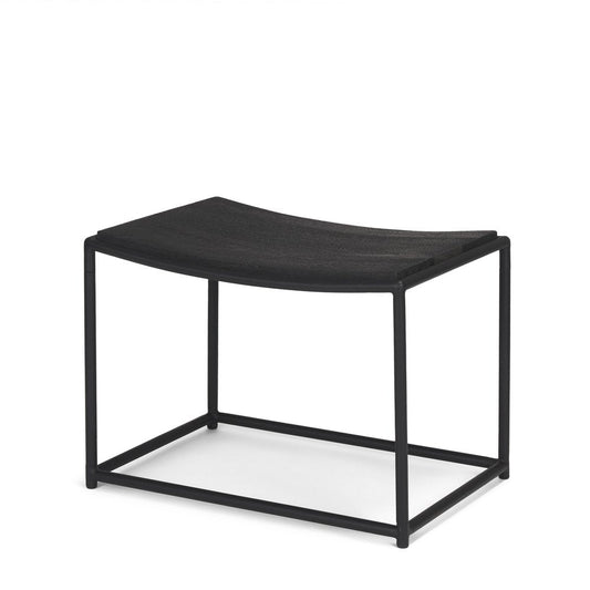 23" Black Solid Wood and Metal Footstool HomeRoots