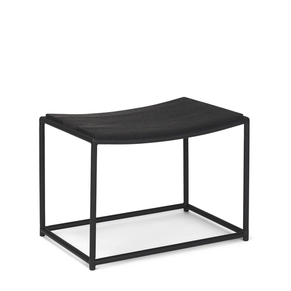 23" Black Solid Wood and Metal Footstool HomeRoots