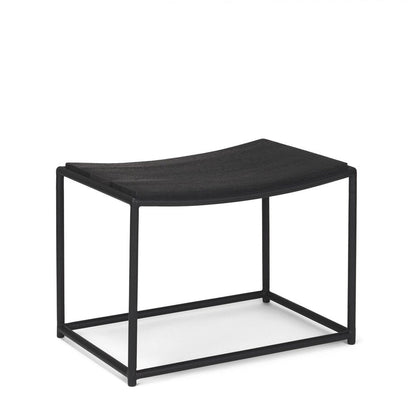 23" Black Solid Wood and Metal Footstool HomeRoots