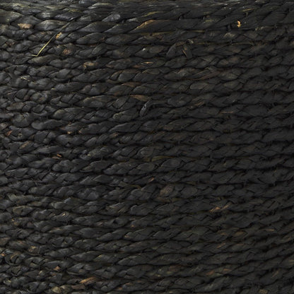 18" Black Water Hyacinth Round Pouf Ottoman HomeRoots