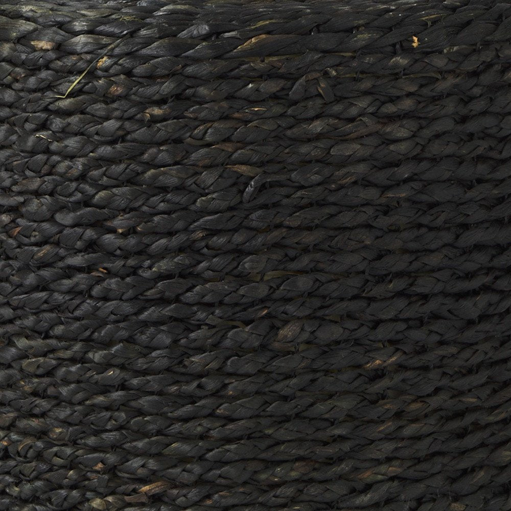 18" Black Jute Round Pouf Ottoman HomeRoots