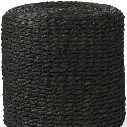 18" Black Jute Round Pouf Ottoman HomeRoots
