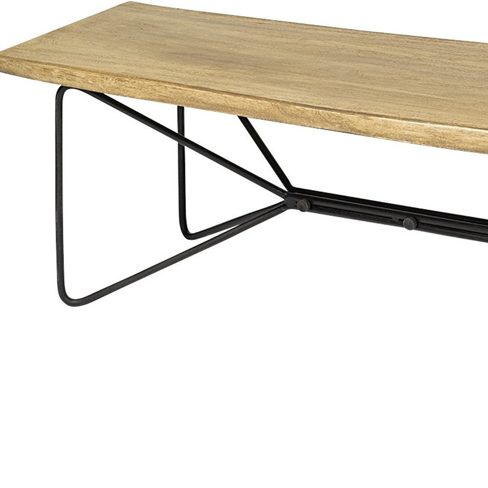 66" Natural and Black Solid Wood Live Edge Bench HomeRoots