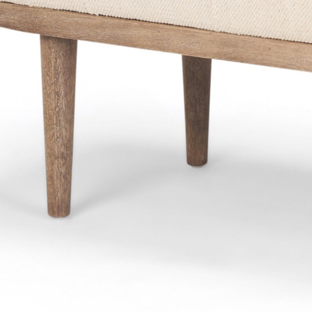 56" Beige and Brown Cotton and Solid Wood Upholstered Bench HomeRoots