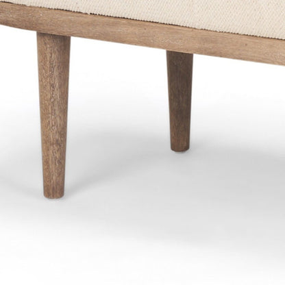56" Beige and Brown Cotton and Solid Wood Upholstered Bench HomeRoots