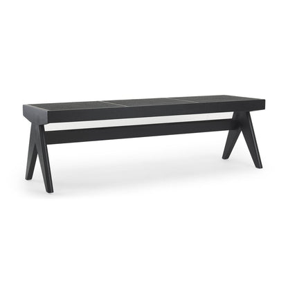 59" Black Solid Wood and Cane Dining Bench HomeRoots