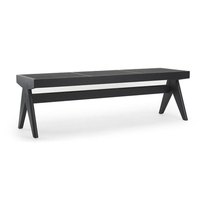 59" Black Solid Wood and Cane Dining Bench HomeRoots