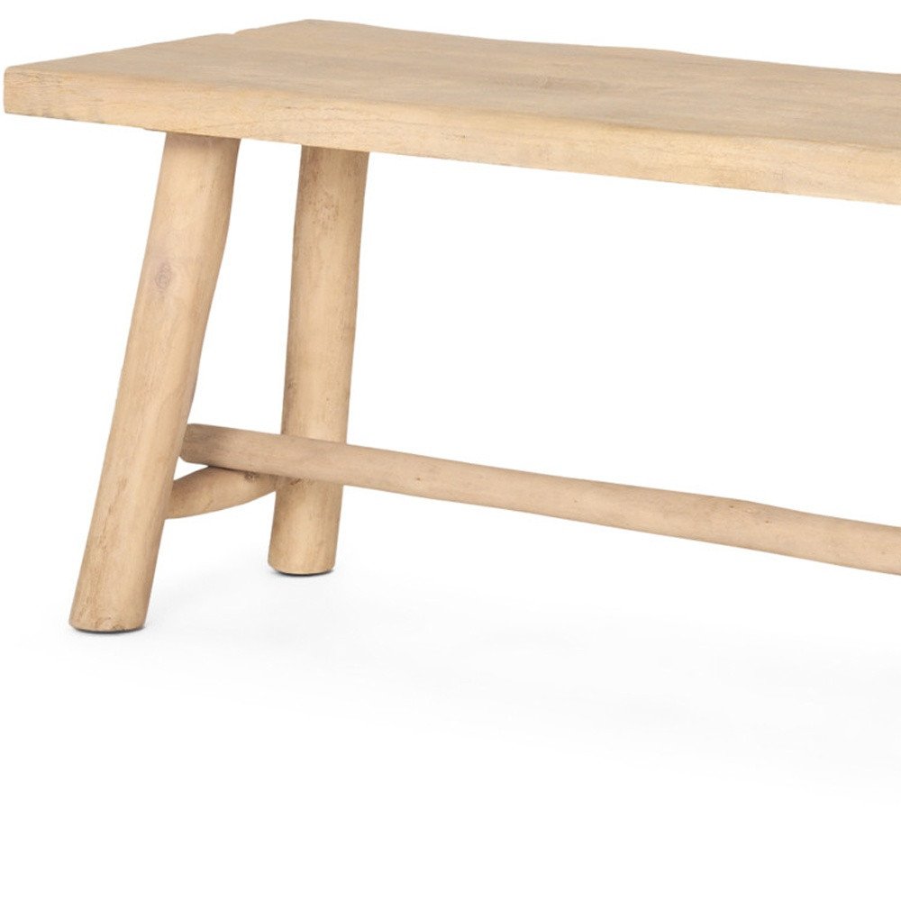 56" Natural Distressed Solid Wood Live Edge Bench HomeRoots