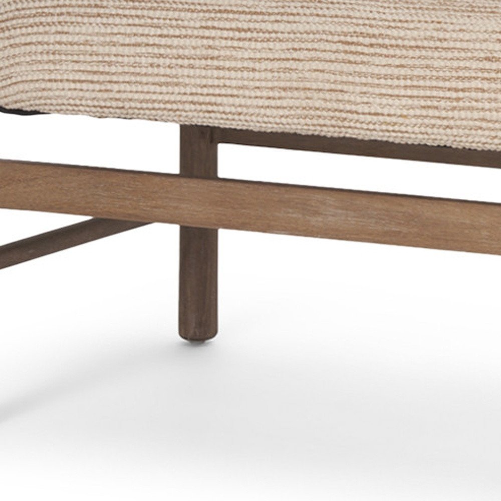 57" Beige and Brown Cotton and Solid Wood Upholstered Bench HomeRoots