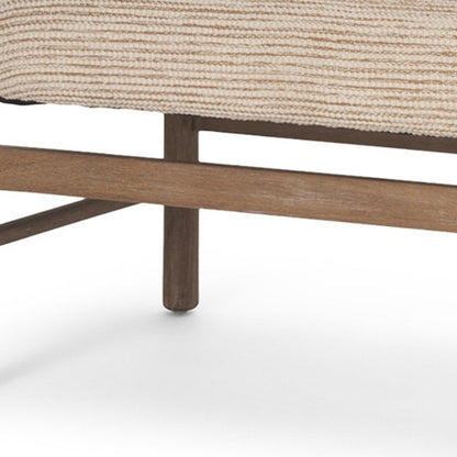 57" Beige and Brown Cotton and Solid Wood Upholstered Bench HomeRoots