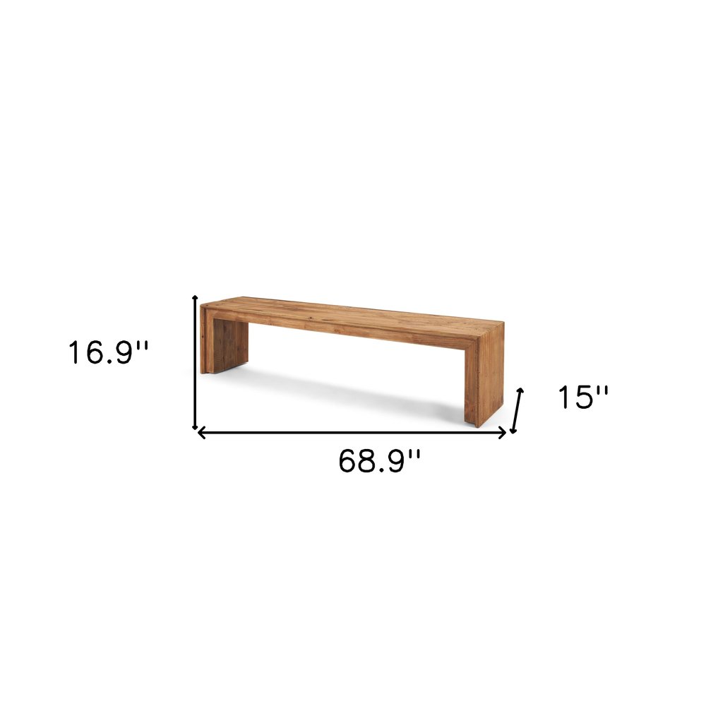 69" Natural and Brown Wood Distressed Reclaimed Wood Bench HomeRoots