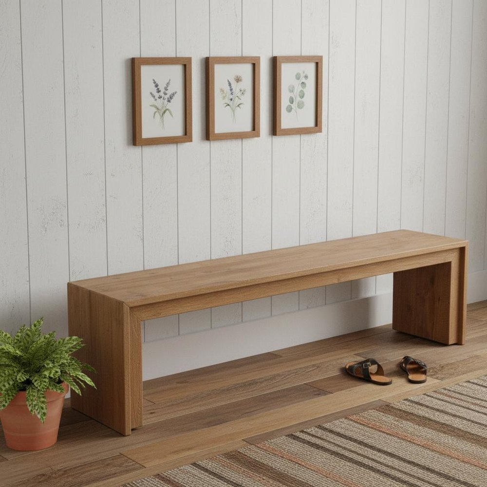 69" Natural and Brown Wood Distressed Reclaimed Wood Bench HomeRoots