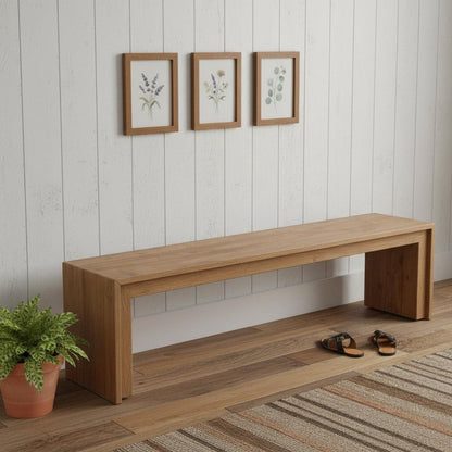 69" Natural and Brown Wood Distressed Reclaimed Wood Bench HomeRoots