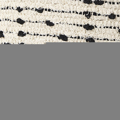 16" Cream And Black Cotton Geometric Cube Pouf Ottoman HomeRoots