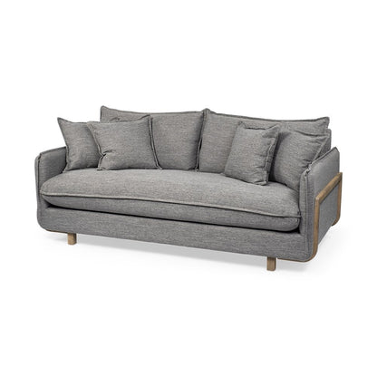 84" Gray Fabric Sofa With Brown Legs HomeRoots