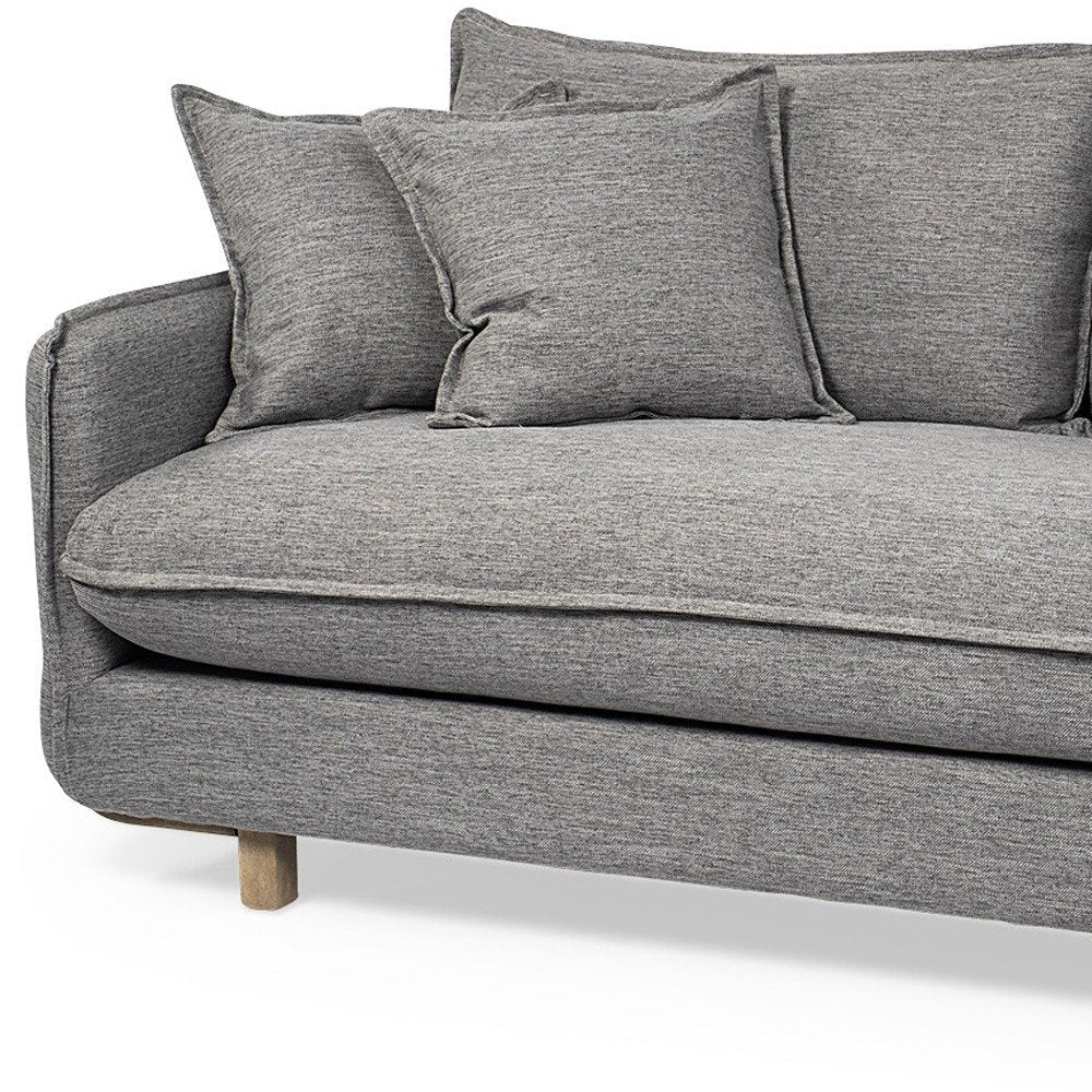 84" Gray Fabric Sofa With Brown Legs HomeRoots