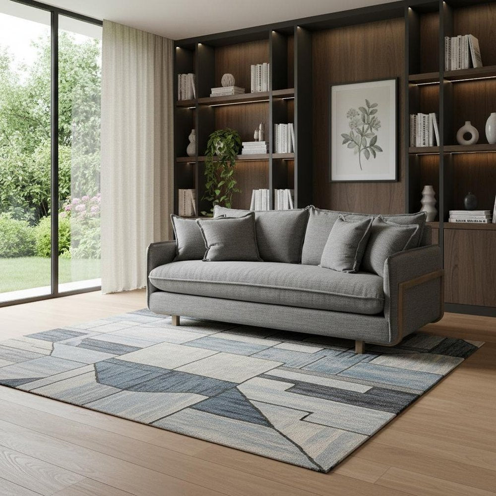 84" Gray Fabric Sofa With Brown Legs HomeRoots