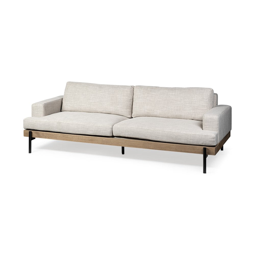 95" Beige Fabric Sofa With Black Legs HomeRoots