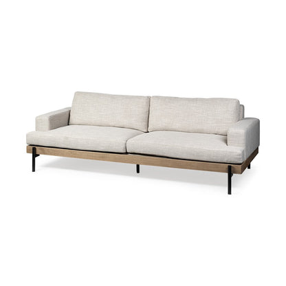 95" Beige Fabric Sofa With Black Legs HomeRoots