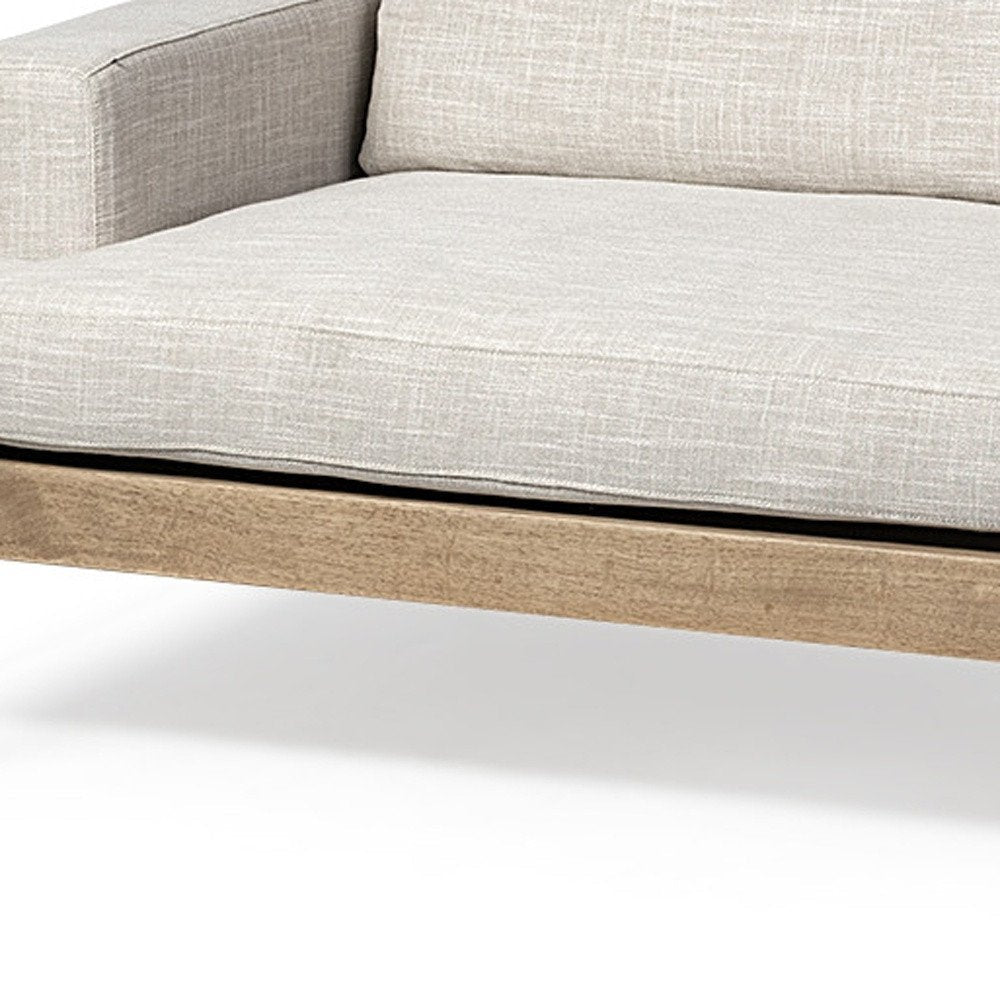 95" Beige Fabric Sofa With Black Legs HomeRoots