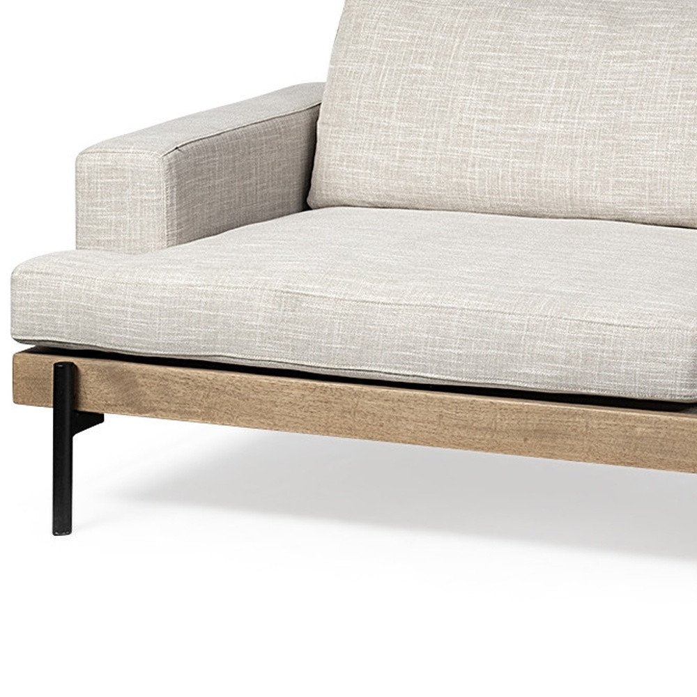 95" Beige Fabric Sofa With Black Legs HomeRoots