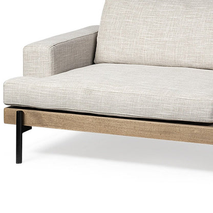 95" Beige Fabric Sofa With Black Legs HomeRoots