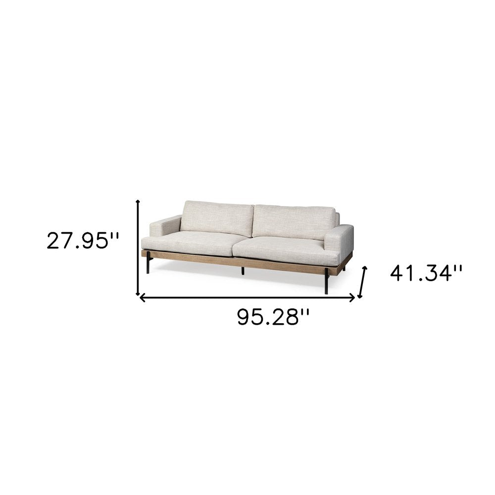 95" Beige Fabric Sofa With Black Legs HomeRoots