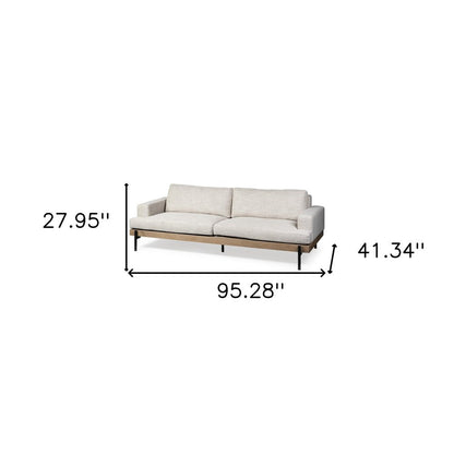 95" Beige Fabric Sofa With Black Legs HomeRoots