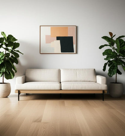 95" Beige Fabric Sofa With Black Legs HomeRoots