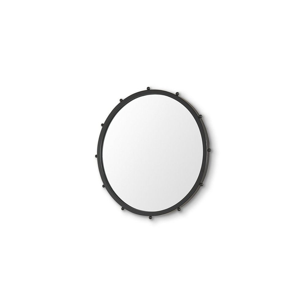 25" Black Metal Beaded Round Framed Accent Mirror HomeRoots