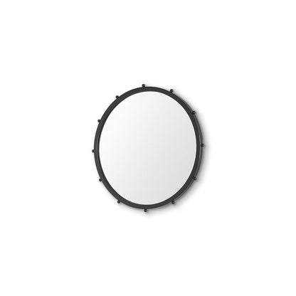 25" Black Metal Beaded Round Framed Accent Mirror HomeRoots