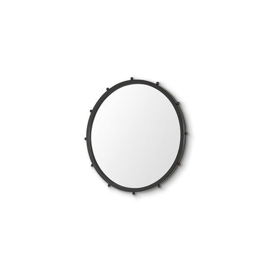 25" Black Metal Beaded Round Framed Accent Mirror HomeRoots