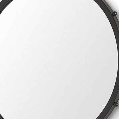 25" Black Metal Beaded Round Framed Accent Mirror HomeRoots