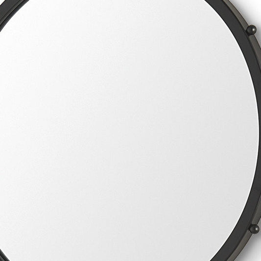 25" Black Metal Beaded Round Framed Accent Mirror HomeRoots