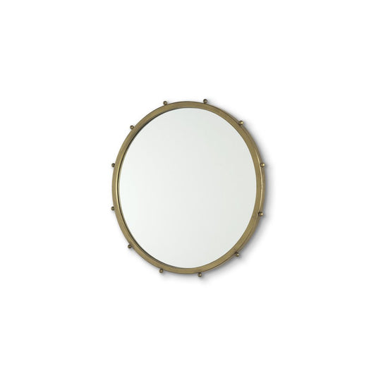 25" Gold Metal Beaded Round Framed Accent Mirror