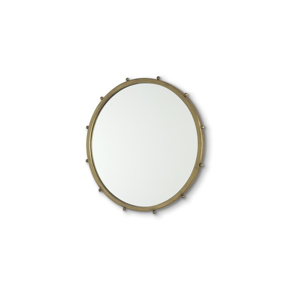25" Gold Metal Beaded Round Framed Accent Mirror HomeRoots