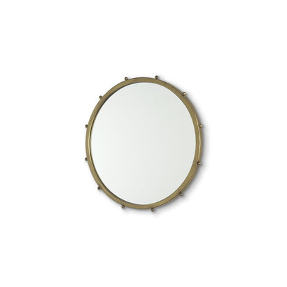 25" Gold Metal Beaded Round Framed Accent Mirror HomeRoots