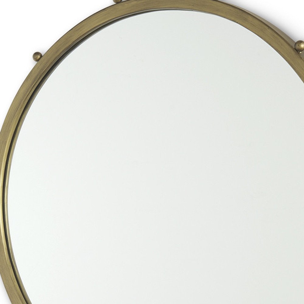 25" Gold Metal Beaded Round Framed Accent Mirror HomeRoots