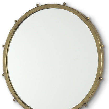 25" Gold Metal Beaded Round Framed Accent Mirror HomeRoots