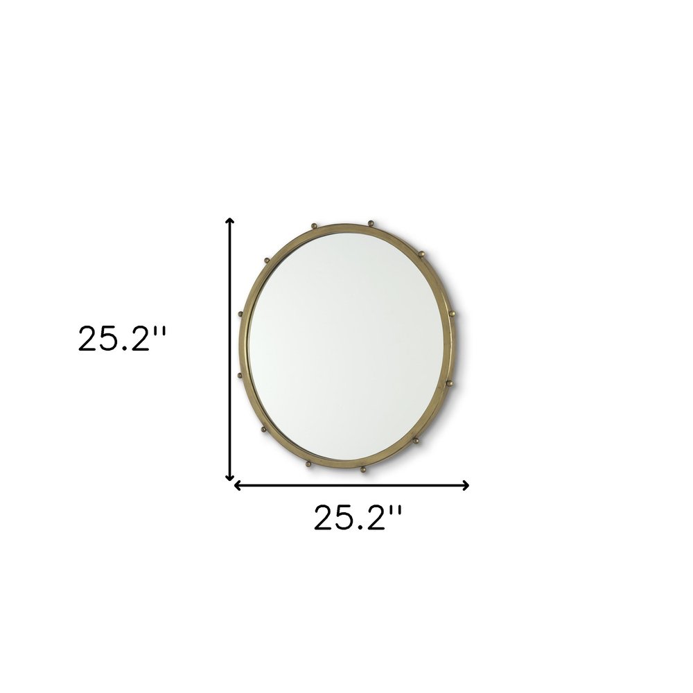 25" Gold Metal Beaded Round Framed Accent Mirror — view 4